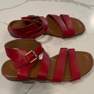 Franco Sarto Red Leather Buckle Sandal